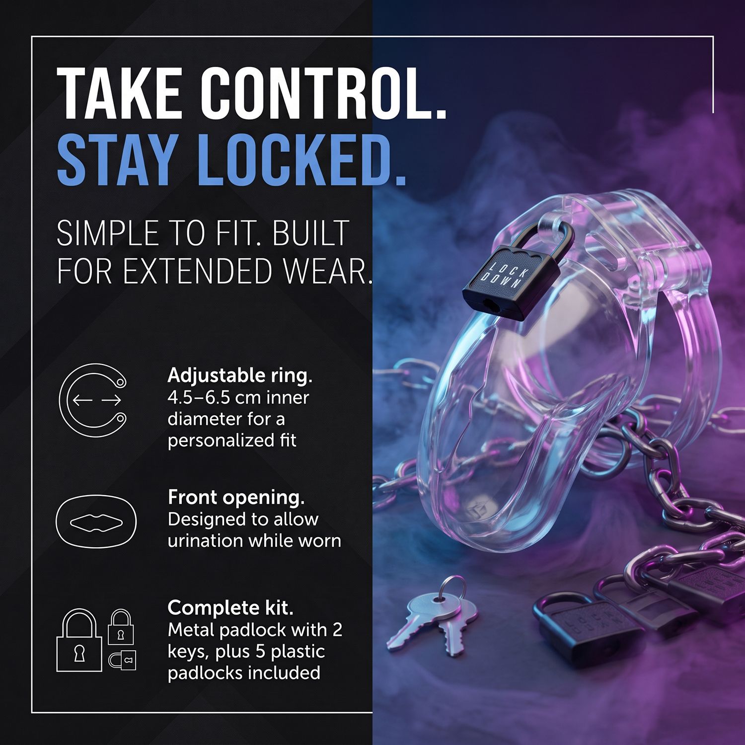 LOCKDOWN Keuschheitskäfig – Klein Transparent