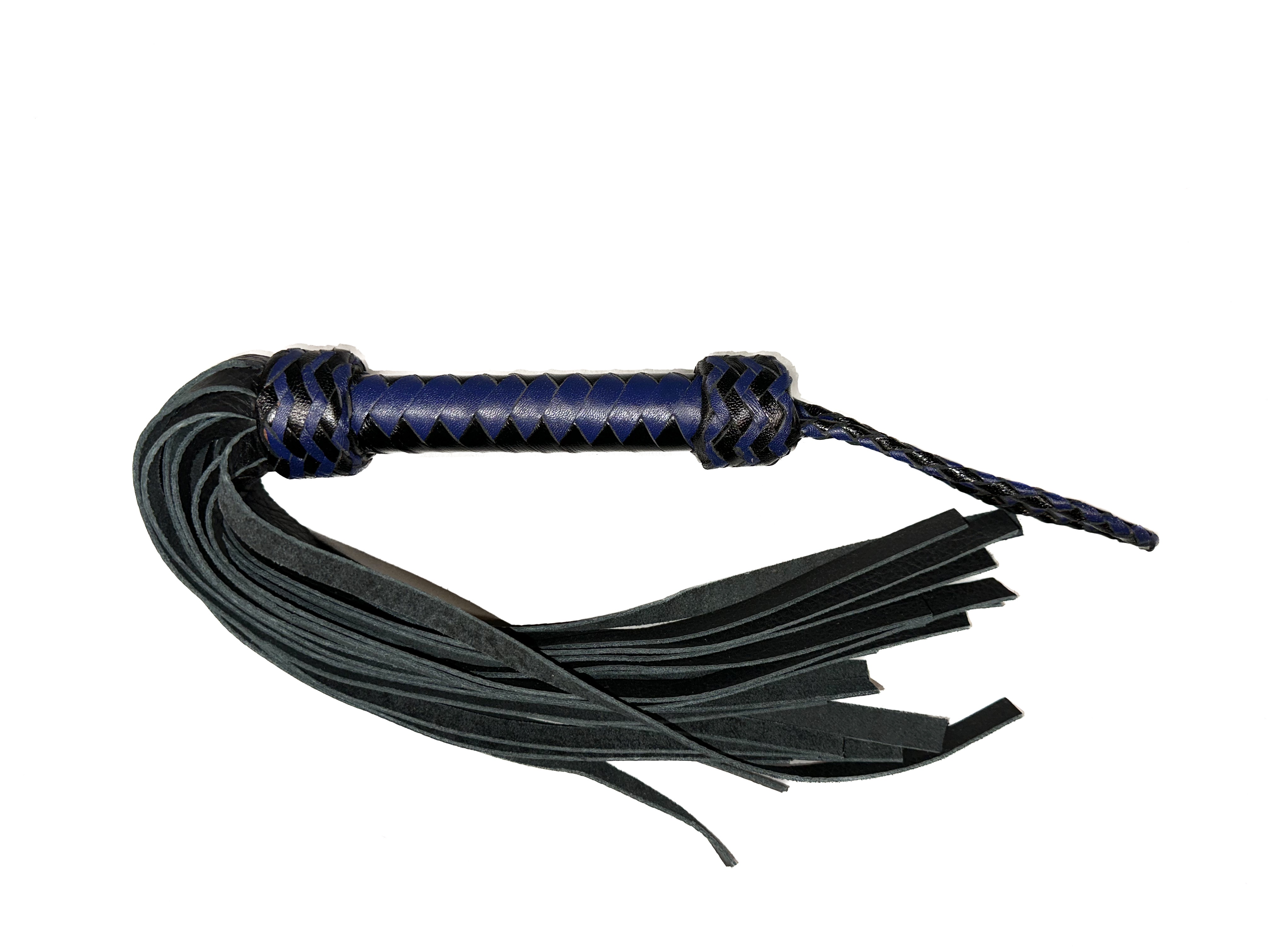 Kleiner weicher Flogger aus Rindsleder in schwarz-blau