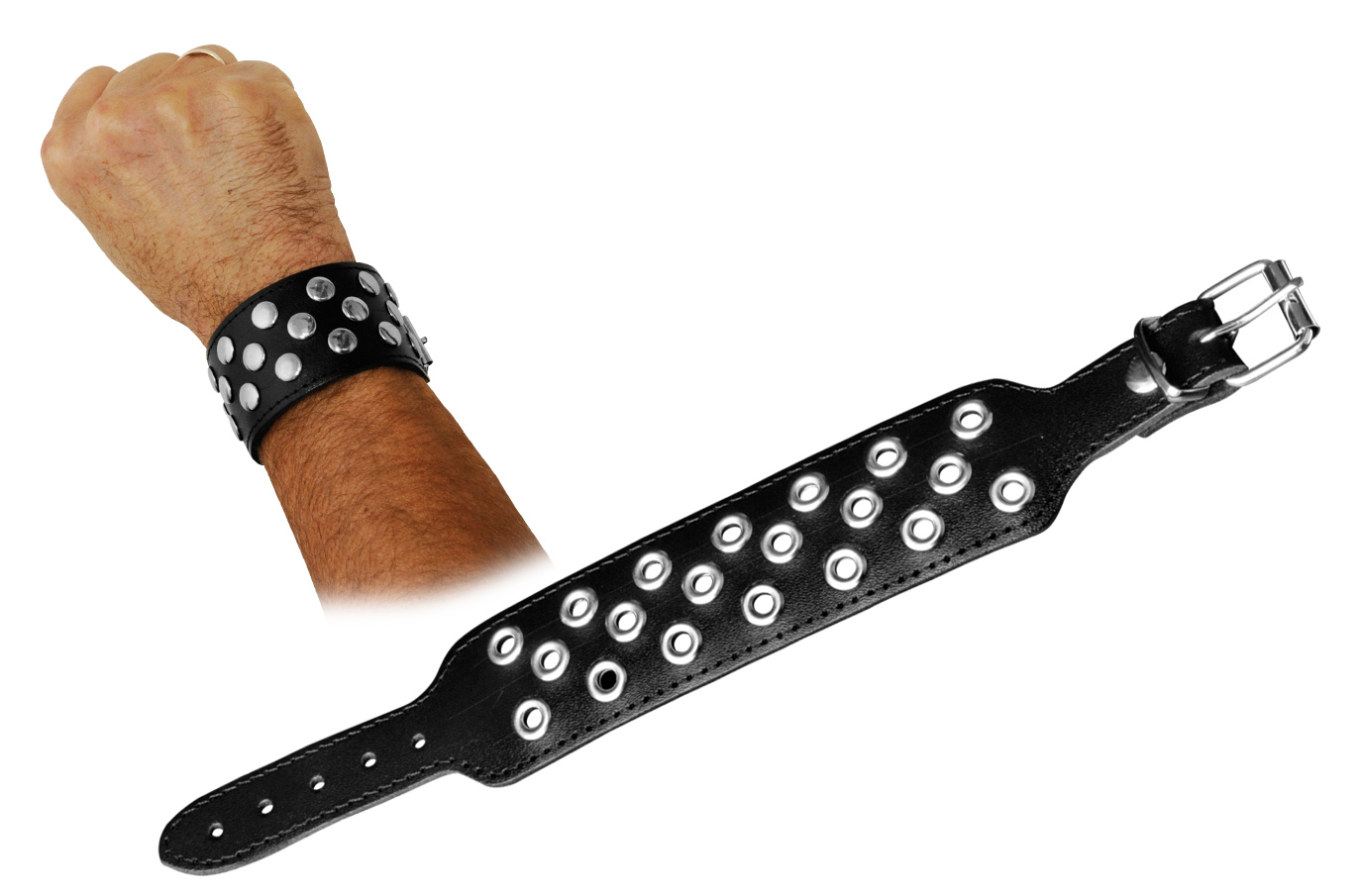 Lederarmband breit Lochnieten