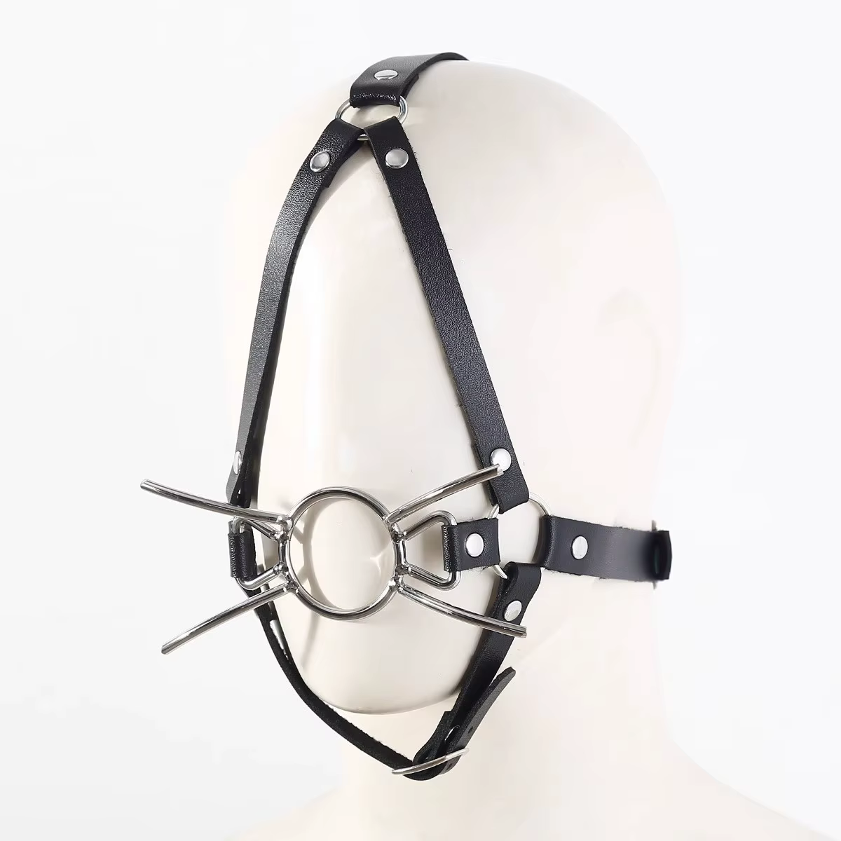 Kopfgeschirr - Ringknebel mit offenem Metallring und Kinnriemen